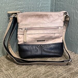 Stone and Co. Lydia Leather Two-Tone Black/Tan Crossbody Bag